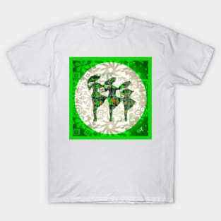 Three sisters in green T-Shirt